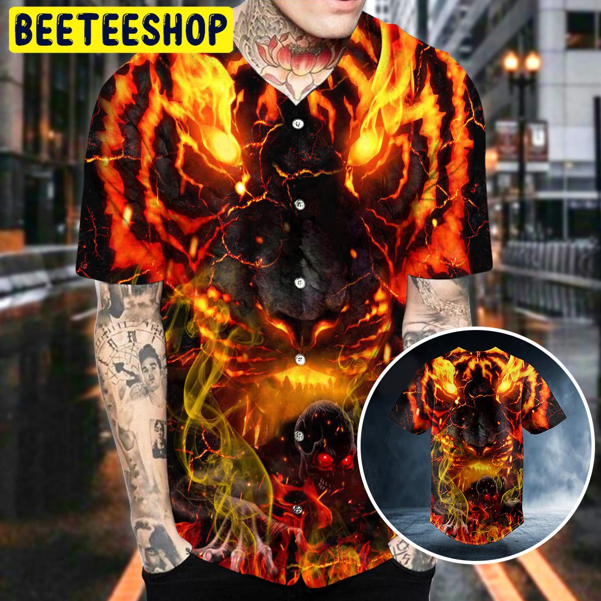Flaming Lava Lion Zombie Ghost Skull Trending Baseball Jersey Flaming Lava Lion Zombie Ghost Skull Trending Baseball Jersey