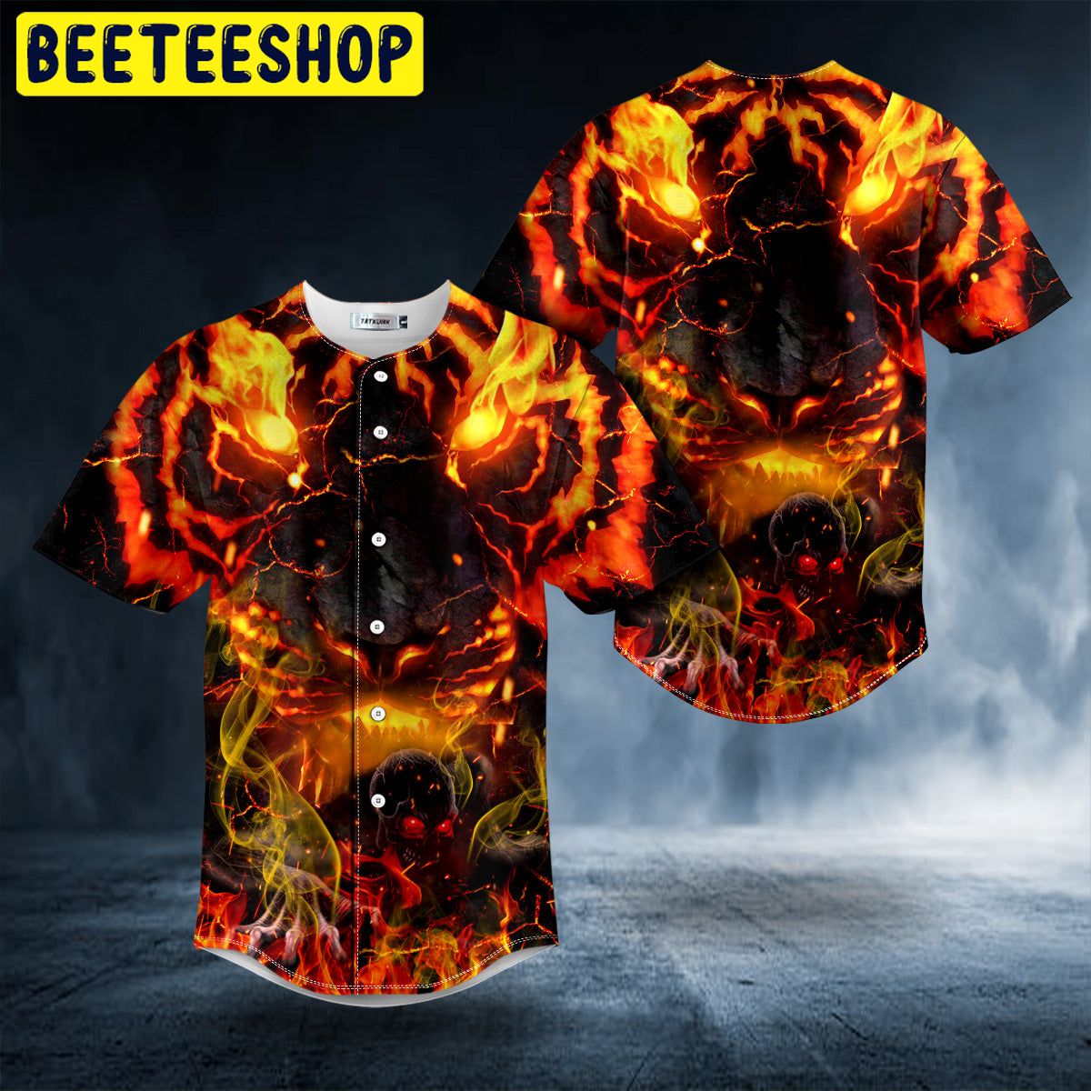 Flaming Lava Lion Zombie Ghost Skull Trending Baseball Jersey Flaming Lava Lion Zombie Ghost Skull Trending Baseball Jersey
