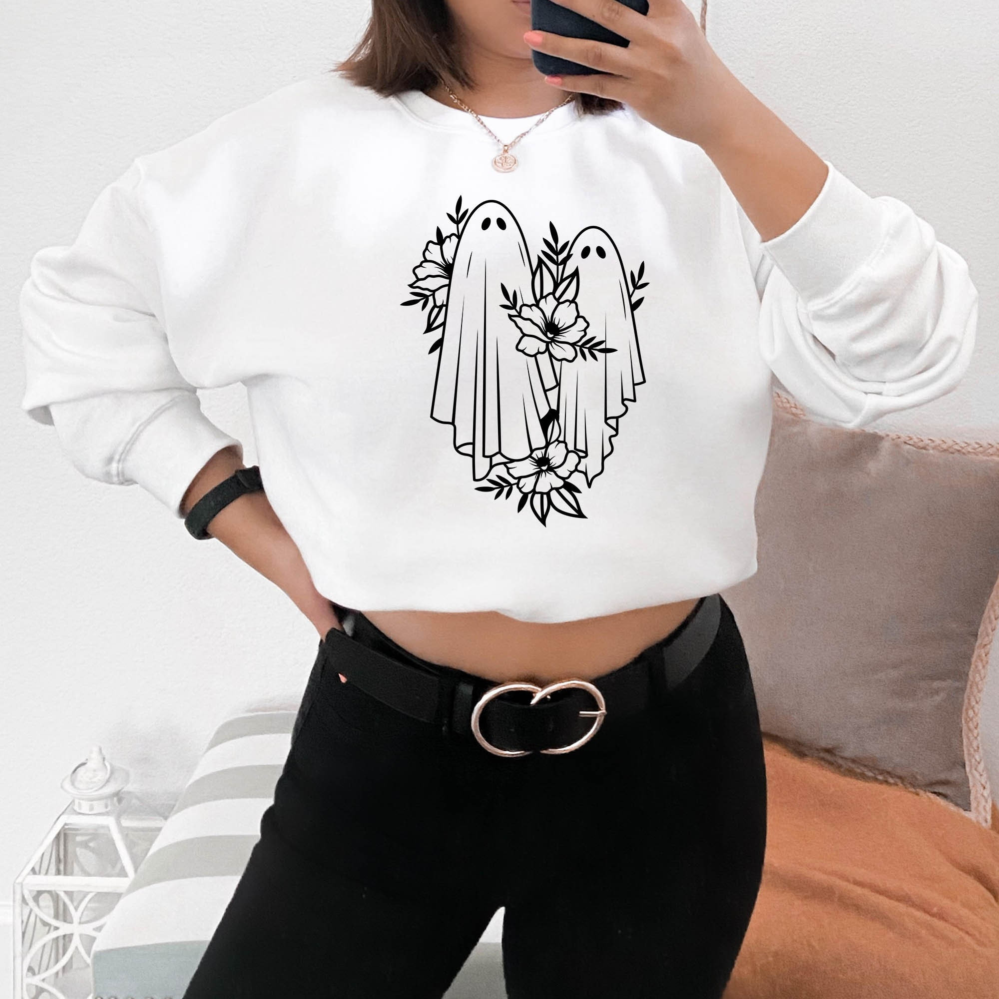 Floral Ghost Halloween Sweatshirt Floral Ghost Halloween Sweatshirt