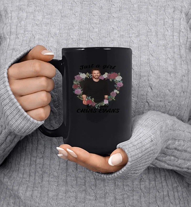 Flowers Heart Just a girl who loves Chris Evans Mug Flowers Heart Just a girl who loves Chris Evans Mug