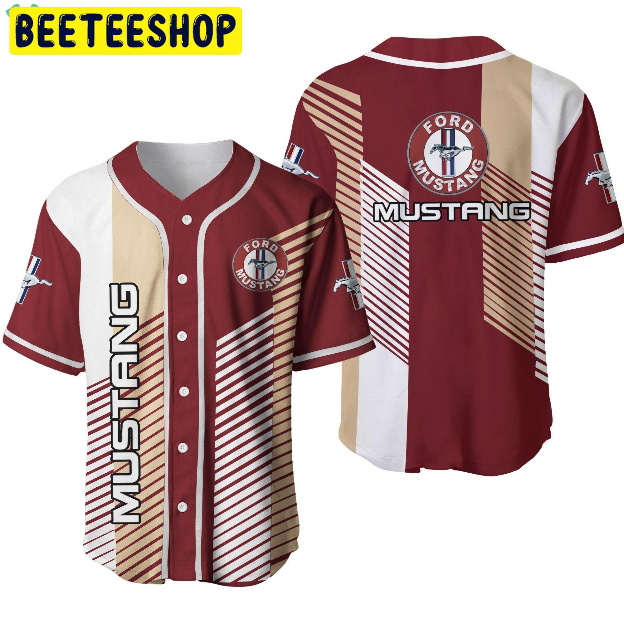 Ford Mustang Dvt-Va Men's Round Collar Red Trending Jersey Baseball Ford Mustang Dvt-Va Men's Round Collar Red Trending Jersey Baseball