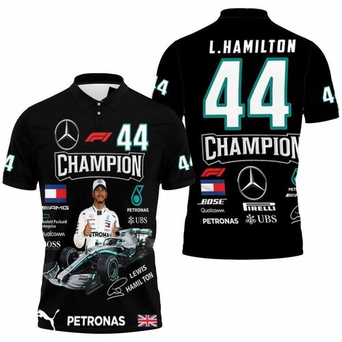 Formula 1 Lewis Hamilton Champion Mercedes 3D All Over Print Polo Shirt Formula 1 Lewis Hamilton Champion Mercedes 3D All Over Print Polo Shirt