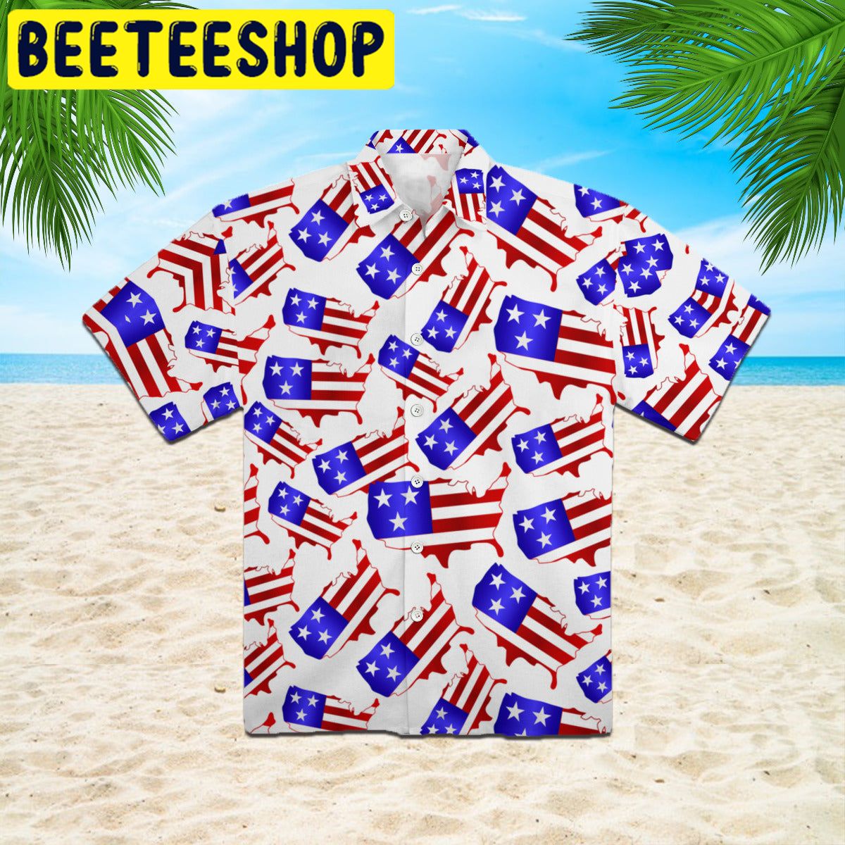 Fourth Of July America Map Shape Hawaiian Shirt Fourth Of July America Map Shape Hawaiian Shirt
