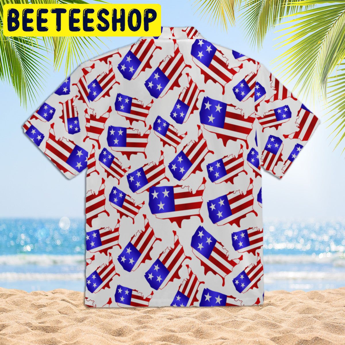 Fourth Of July America Map Shape Hawaiian Shirt Fourth Of July America Map Shape Hawaiian Shirt