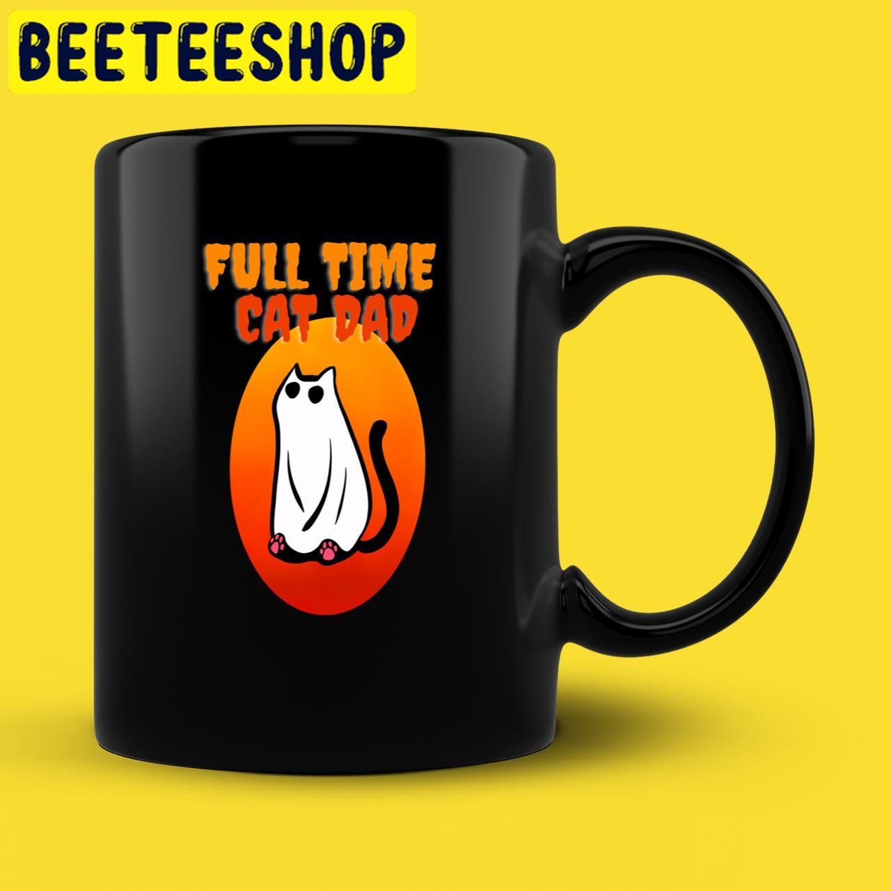 Full Time Cat Dad Funny Black Cat Wearing Ghost Halloween Trending Unisex T-Shirt Full Time Cat Dad Funny Black Cat Wearing Ghost Halloween Trending Unisex T-Shirt