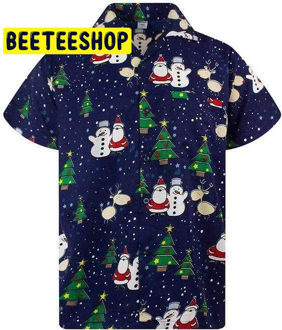 Funky Santa And Snowman Christmas Hawaiian Shirt Funky Santa And Snowman Christmas Hawaiian Shirt