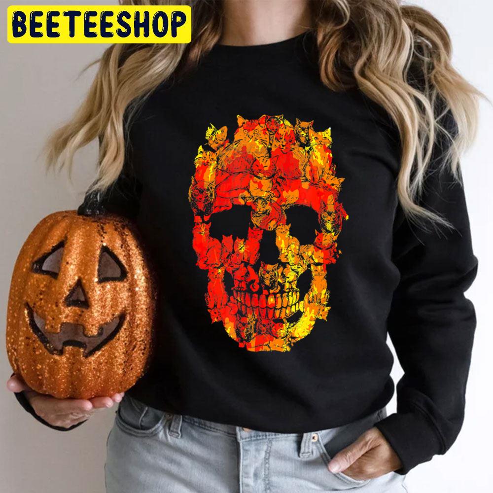 Funny Halloween Costume Skull Cat Skull Trending Unisex T-Shirt Funny Halloween Costume Skull Cat Skull Trending Unisex T-Shirt