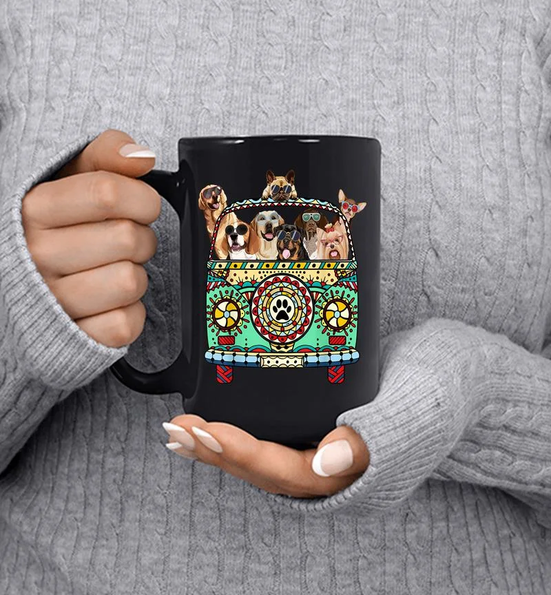 Funny Peace Love Dogs Hippie Van Cute Dogs Mug Funny Peace Love Dogs Hippie Van Cute Dogs Mug