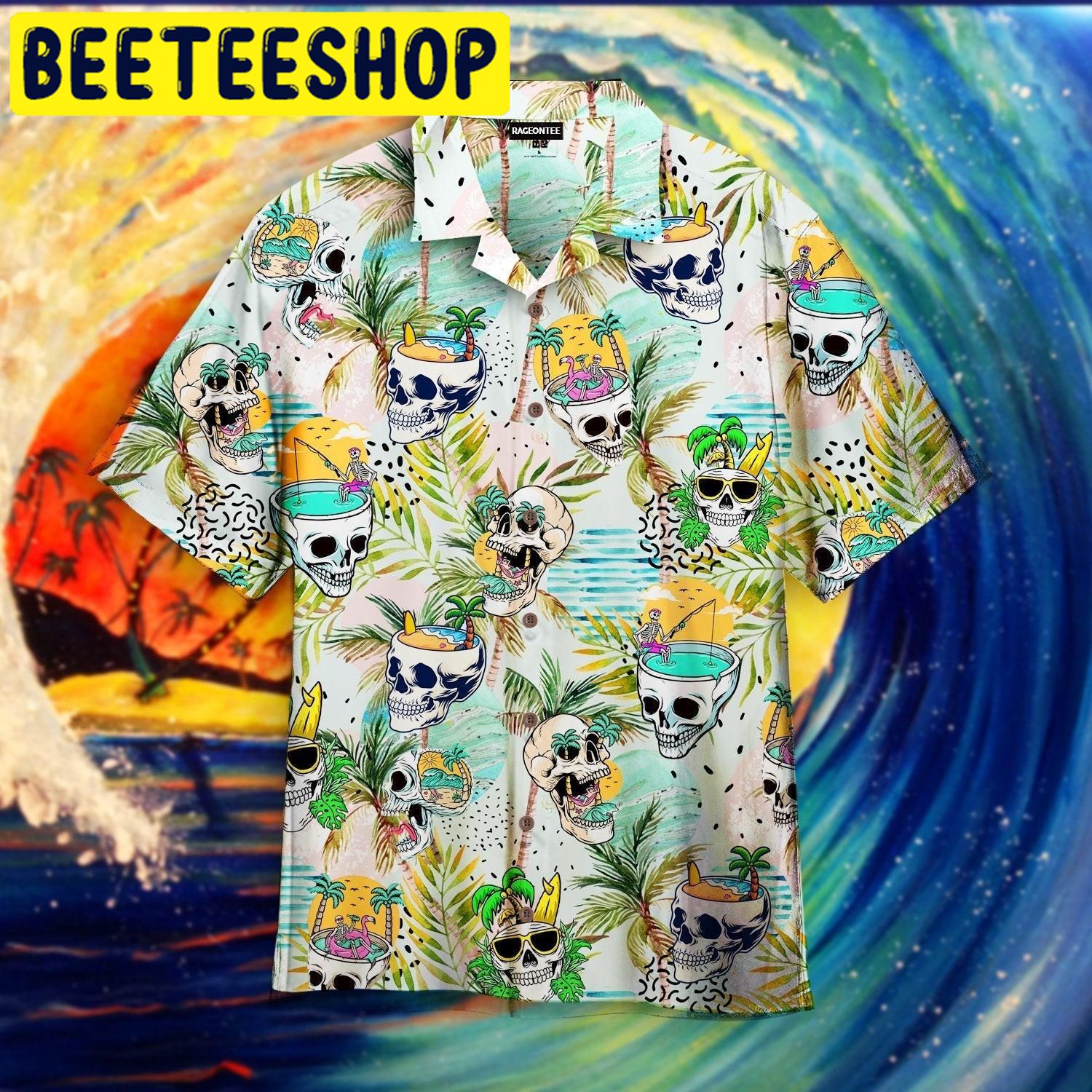 Funny Skull Head In The Summer Hawaiian Shirt Funny Skull Head In The Summer Hawaiian Shirt