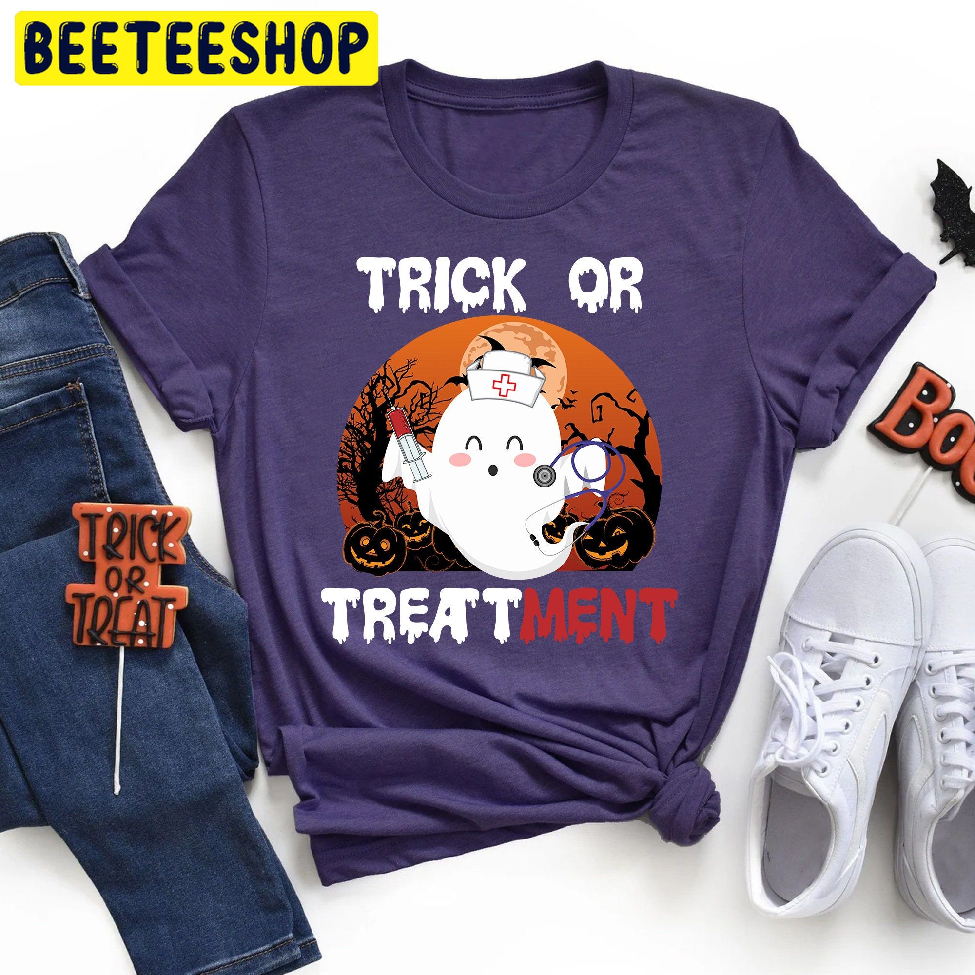 Funny Trick Or Treatment Nurse Halloween Trending Unisex Shirt Funny Trick Or Treatment Nurse Halloween Trending Unisex Shirt