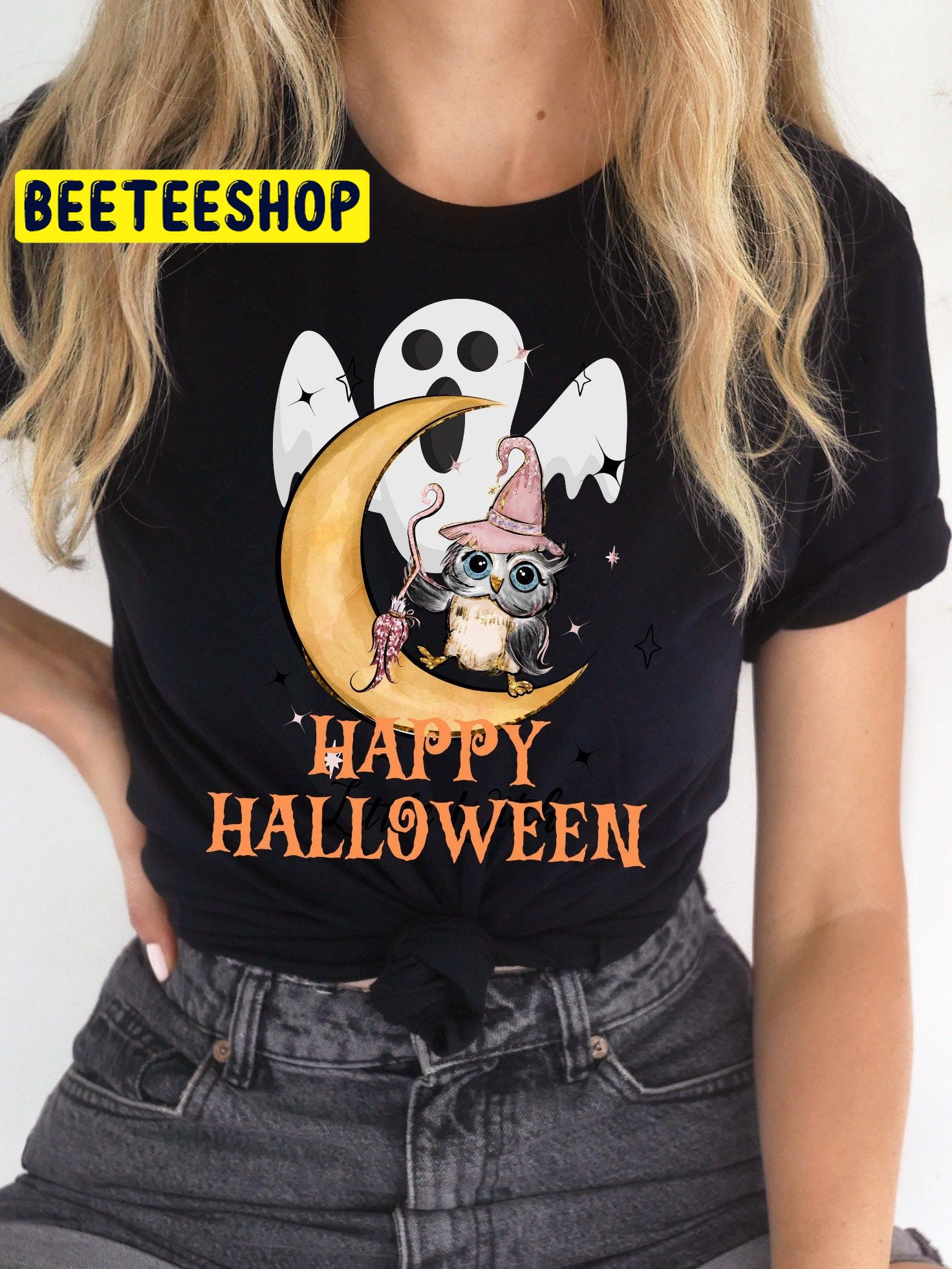Ghost And Owl Halloween Night Trending Unisex Shirt Ghost And Owl Halloween Night Trending Unisex Shirt