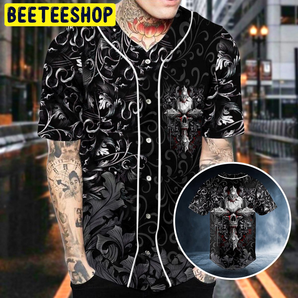 Ghost Cross Skull Trending Baseball Jersey Ghost Cross Skull Trending Baseball Jersey