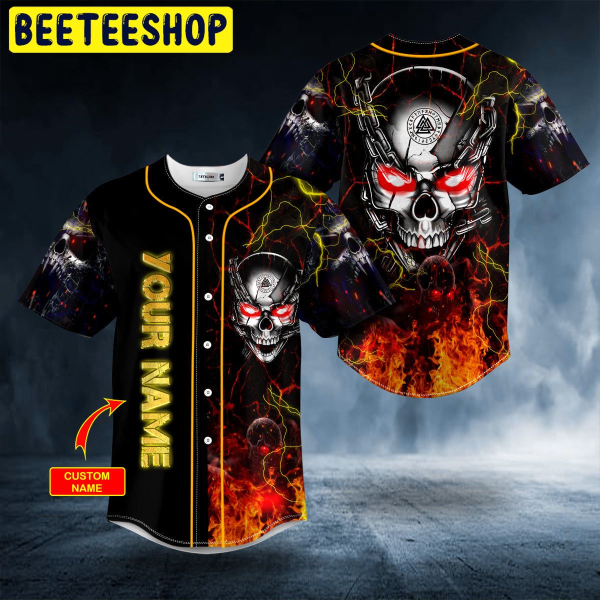 Ghost Fire Super Head Skull Custom Trending Baseball Jersey Ghost Fire Super Head Skull Custom Trending Baseball Jersey