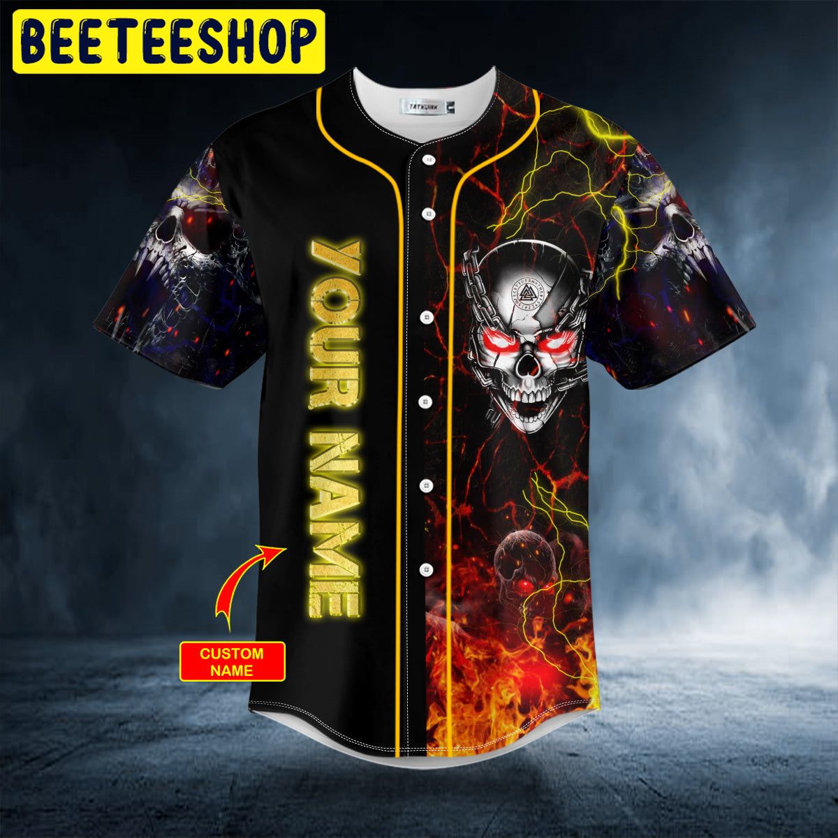Ghost Fire Super Head Skull Custom Trending Baseball Jersey Ghost Fire Super Head Skull Custom Trending Baseball Jersey