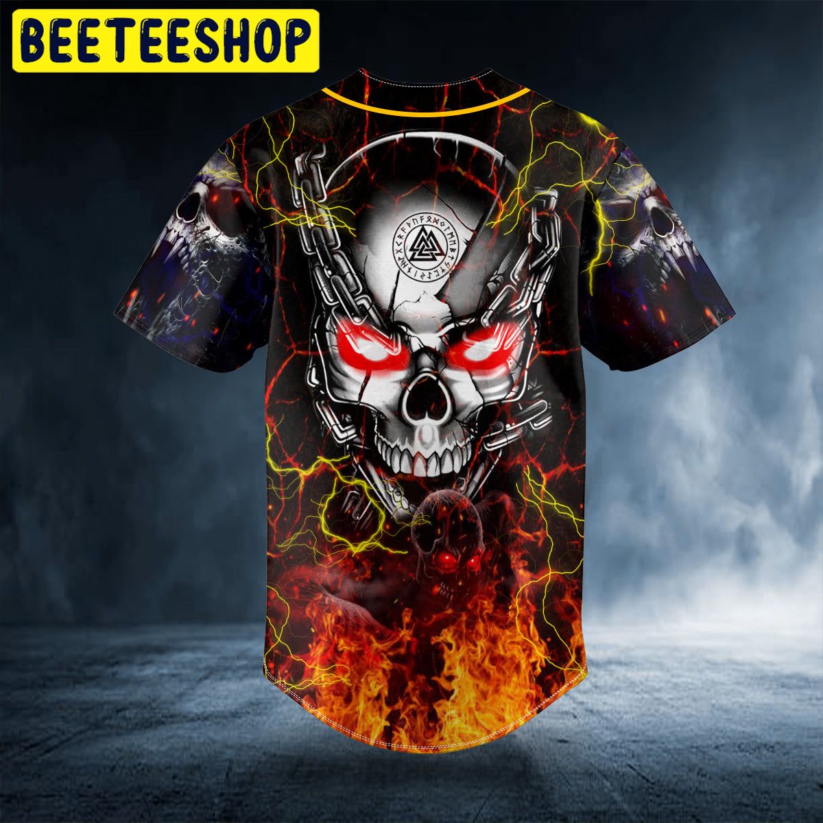 Ghost Fire Super Head Skull Custom Trending Baseball Jersey Ghost Fire Super Head Skull Custom Trending Baseball Jersey