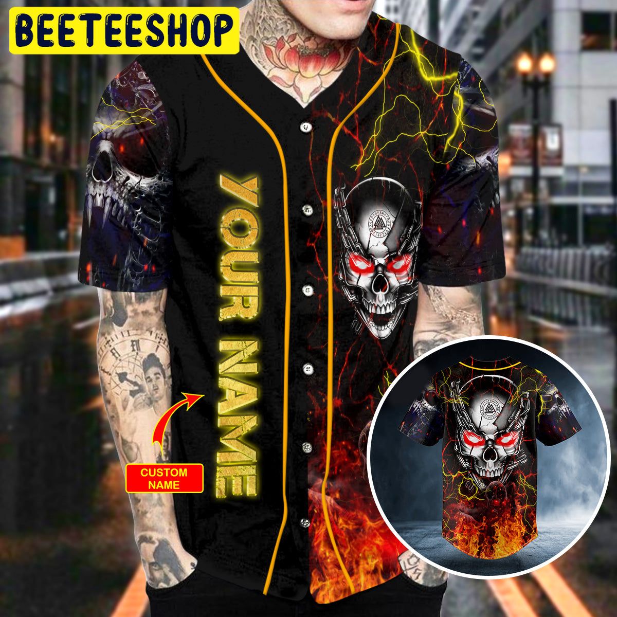 Ghost Fire Super Head Skull Custom Trending Baseball Jersey Ghost Fire Super Head Skull Custom Trending Baseball Jersey