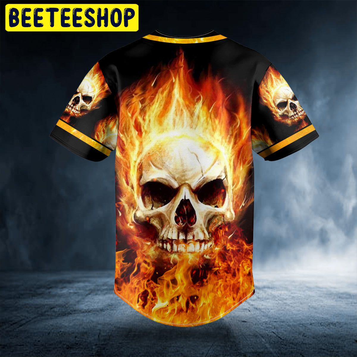 Giant Fire Skull Custom Trending Baseball Jersey Giant Fire Skull Custom Trending Baseball Jersey