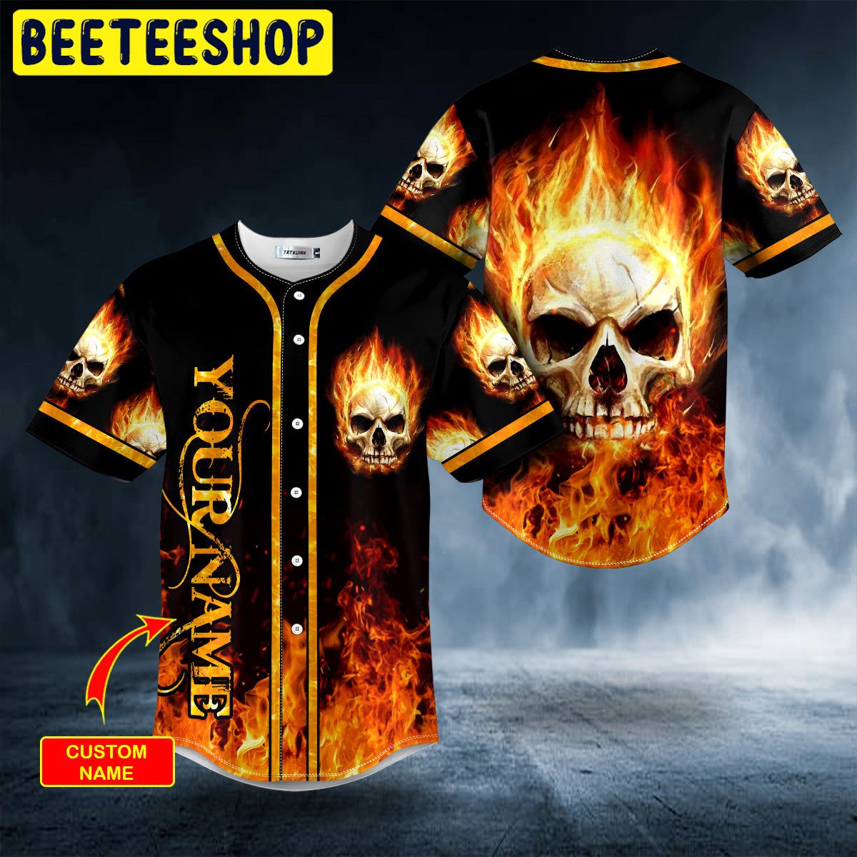 Giant Fire Skull Custom Trending Baseball Jersey Giant Fire Skull Custom Trending Baseball Jersey