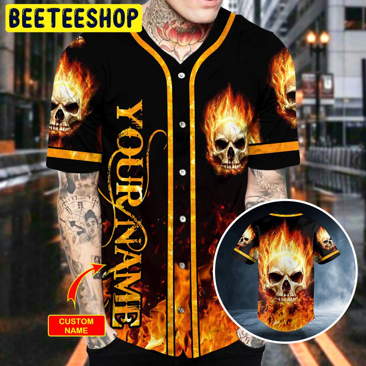 Giant Fire Skull Custom Trending Baseball Jersey Giant Fire Skull Custom Trending Baseball Jersey