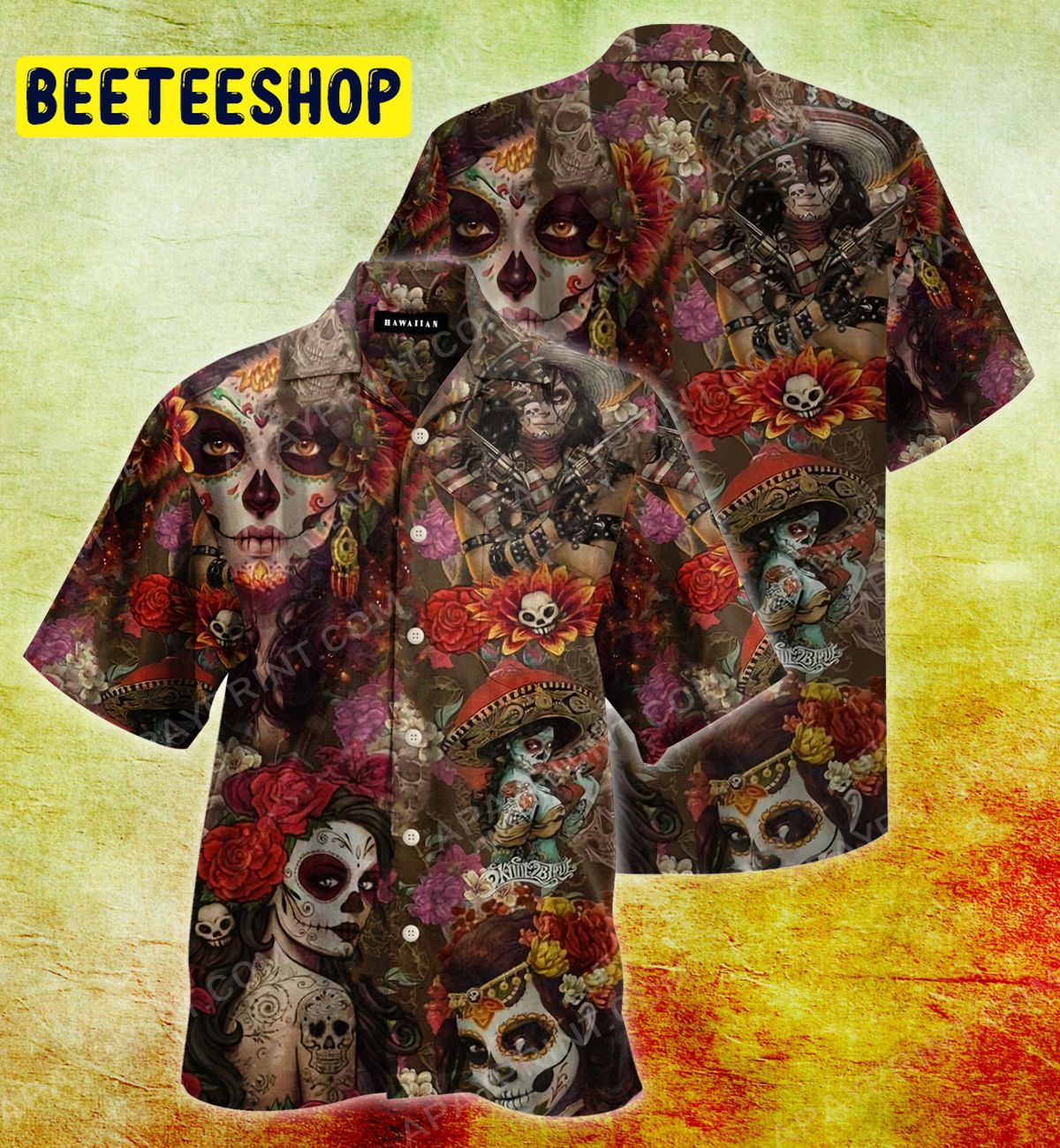 Girly Skull Tattoos - Day Of The Dead Trending Hawaiian Shirt Girly Skull Tattoos - Day Of The Dead Trending Hawaiian Shirt