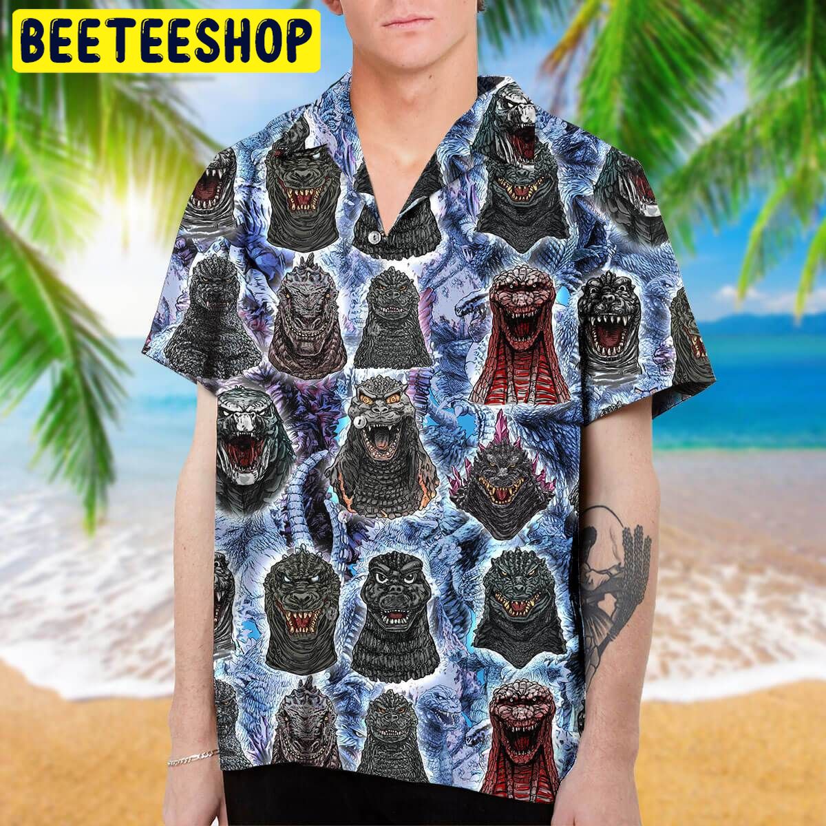 Godzilla 3D All Over Printed Trending Hawaiian Shirt Godzilla 3D All Over Printed Trending Hawaiian Shirt