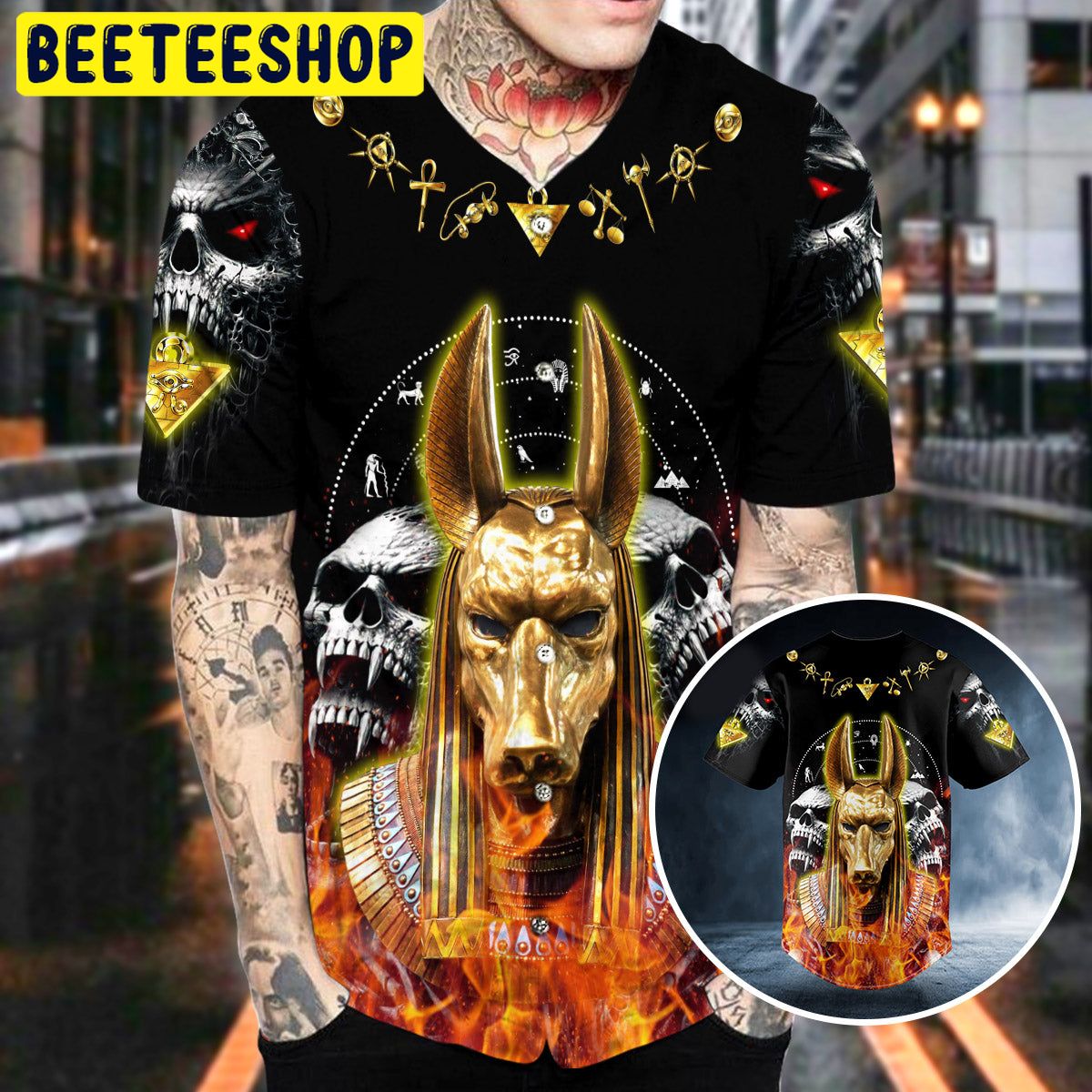 Gold Anubis Skull Trending Baseball Jersey Gold Anubis Skull Trending Baseball Jersey