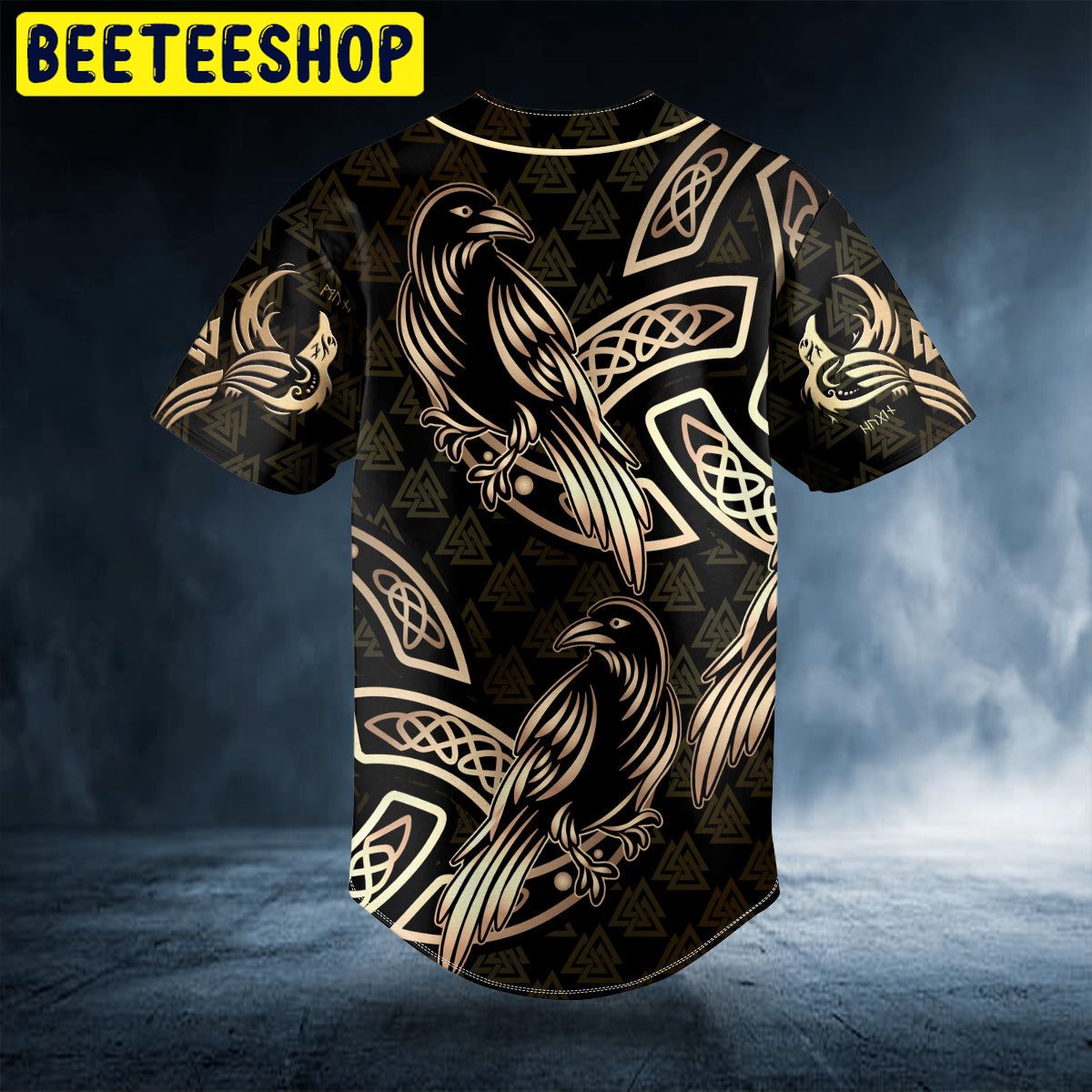 Gold Raven Viking Tattoo Custom Trending Baseball Jersey Gold Raven Viking Tattoo Custom Trending Baseball Jersey