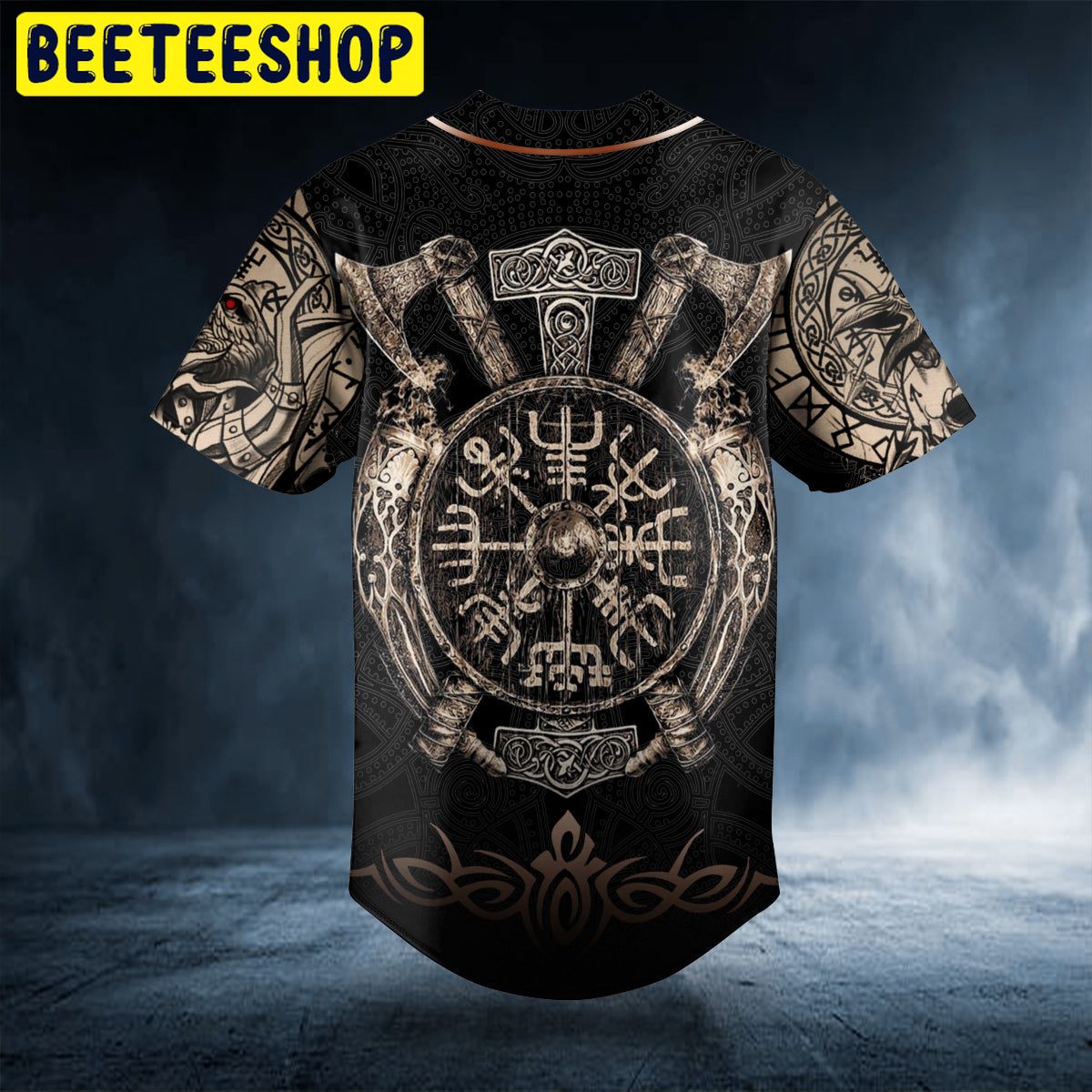 Gold Valknut Runic Compass Thor's Hammer Axes Viking Personalized Trending Baseball Jersey Gold Valknut Runic Compass Thor's Hammer Axes Viking Personalized Trending Baseball Jersey