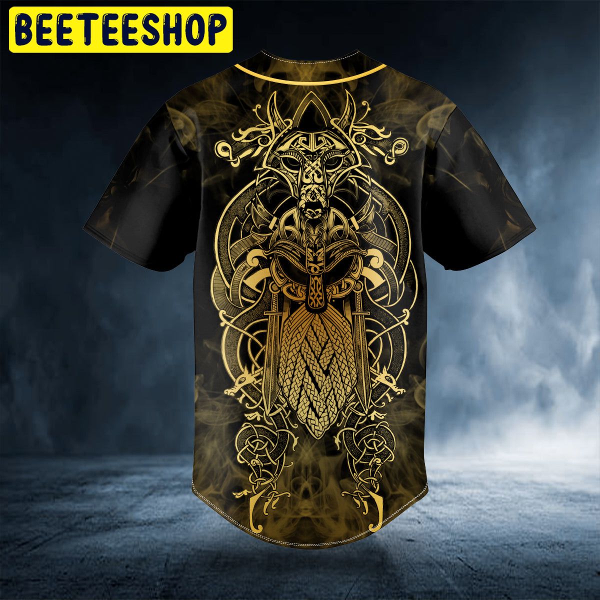 Gold Yinyang Wolf Odin King Viking Tattoo Custom Trending Baseball Jersey Gold Yinyang Wolf Odin King Viking Tattoo Custom Trending Baseball Jersey