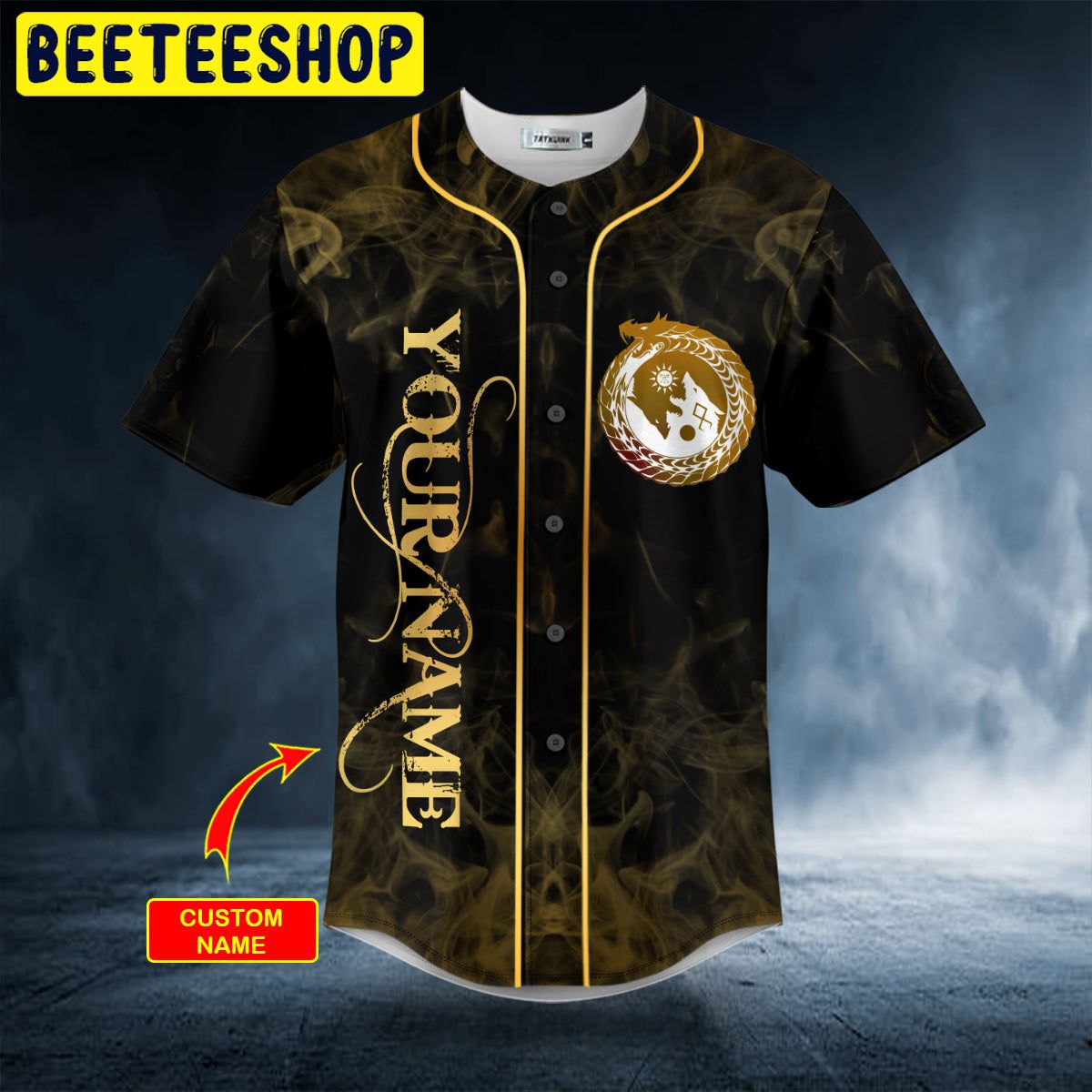 Gold Yinyang Wolf Odin King Viking Tattoo Custom Trending Baseball Jersey Gold Yinyang Wolf Odin King Viking Tattoo Custom Trending Baseball Jersey