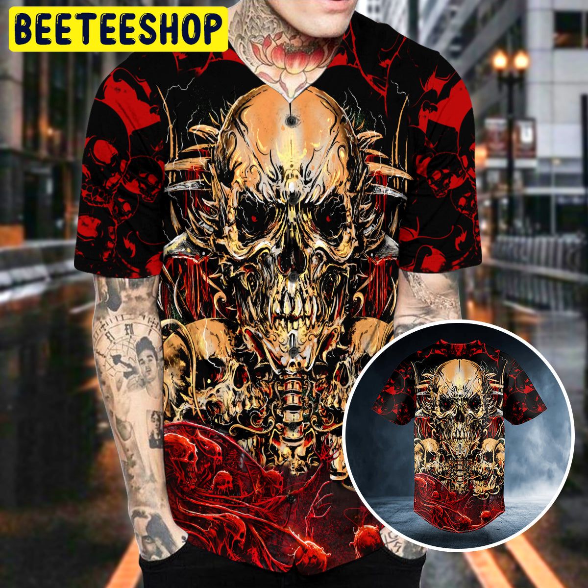 Golden Badass Skull Trending Baseball Jersey Golden Badass Skull Trending Baseball Jersey