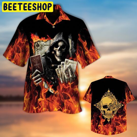 Golden Poker Skull Trending Hawaiian Shirt Golden Poker Skull Trending Hawaiian Shirt