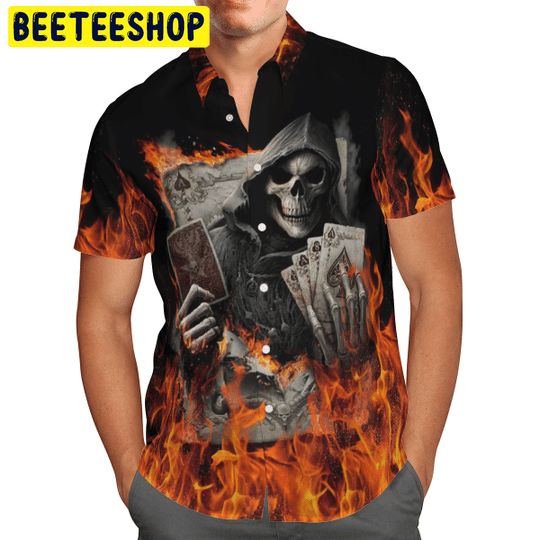 Golden Poker Skull Trending Hawaiian Shirt Golden Poker Skull Trending Hawaiian Shirt