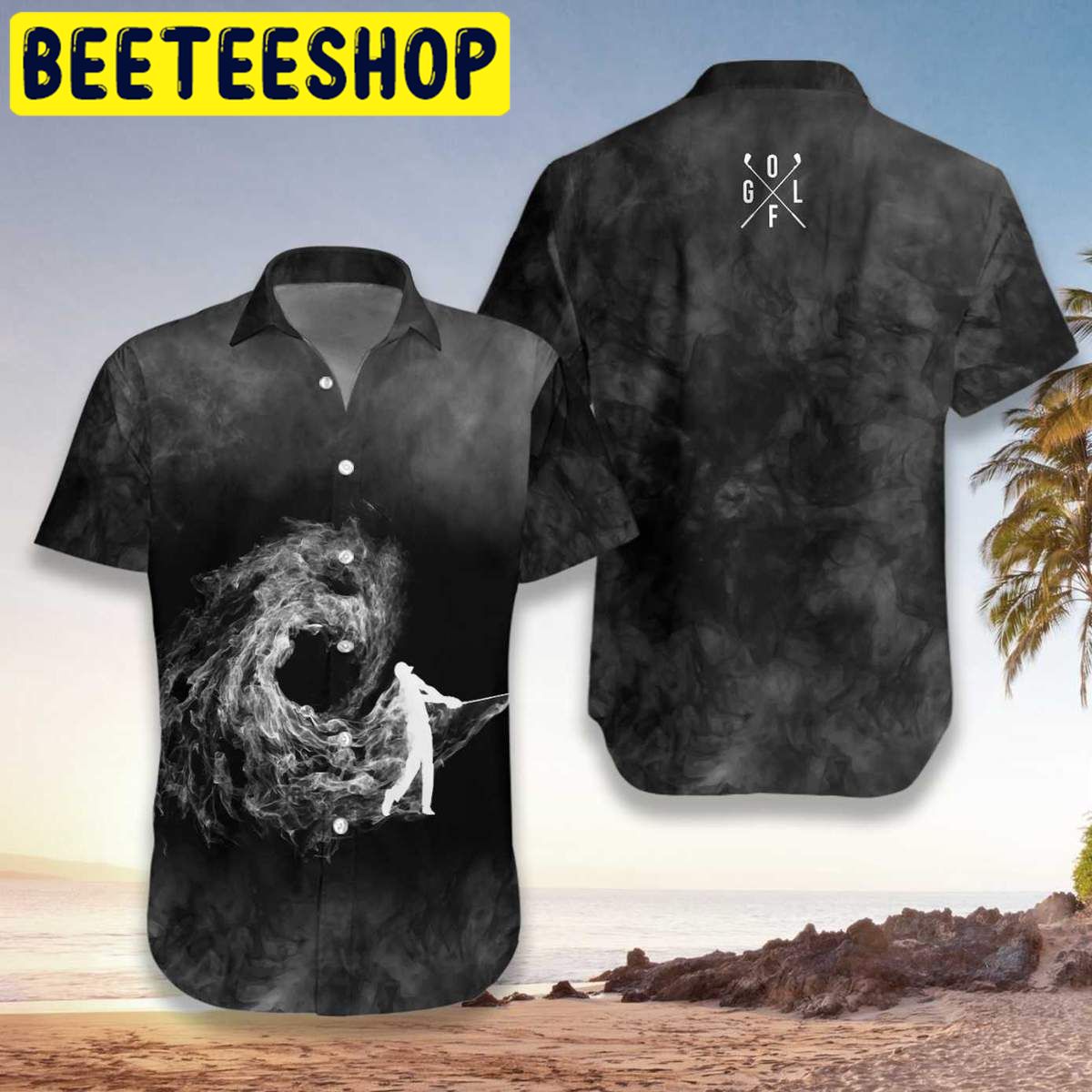 Golfer On Smoke Background Unisex Hawaiian Shirt Golfer On Smoke Background Unisex Hawaiian Shirt
