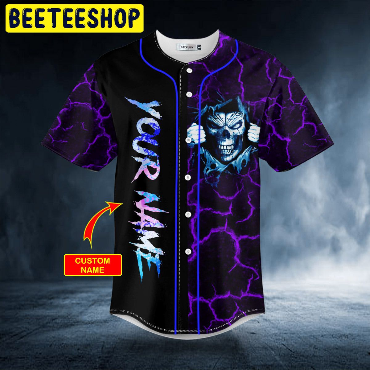 Good Guy Devil Inside Grim Reaper Purple Lightning Skull Custom Trending Baseball Jersey Good Guy Devil Inside Grim Reaper Purple Lightning Skull Custom Trending Baseball Jersey