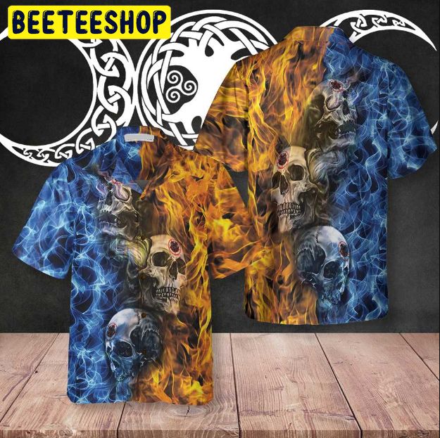 Gothic Skull Fire And Water Trending Hawaiian Shirt Gothic Skull Fire And Water Trending Hawaiian Shirt