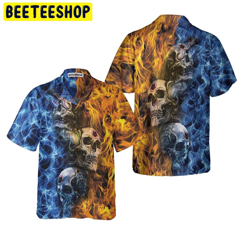 Gothic Skull Fire And Water Trending Hawaiian Shirt Gothic Skull Fire And Water Trending Hawaiian Shirt