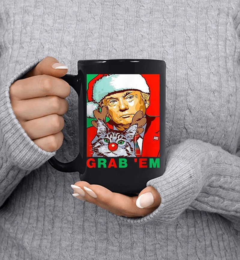 Grab 039 Em Donald Trump Santa Christmas With Cat Retro Vintage Mug Grab 039 Em Donald Trump Santa Christmas With Cat Retro Vintage Mug