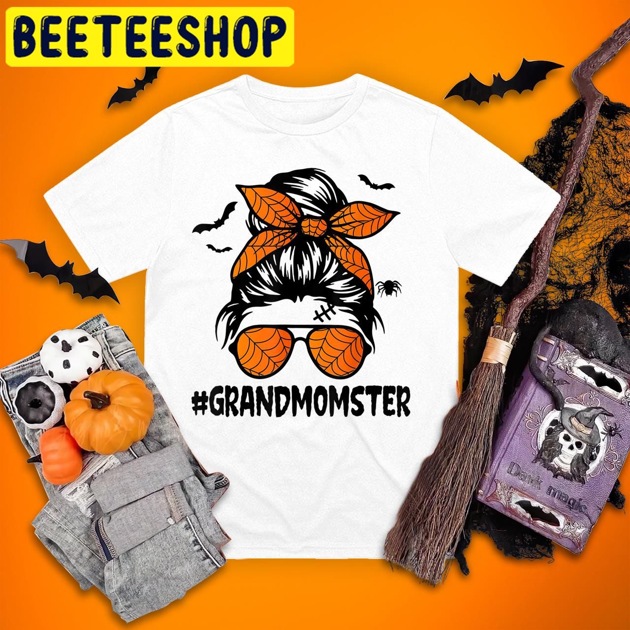 Grandmomster Women Nana Messy Bun Grandma Halloween Trending Unisex T-Shirt Grandmomster Women Nana Messy Bun Grandma Halloween Trending Unisex T-Shirt