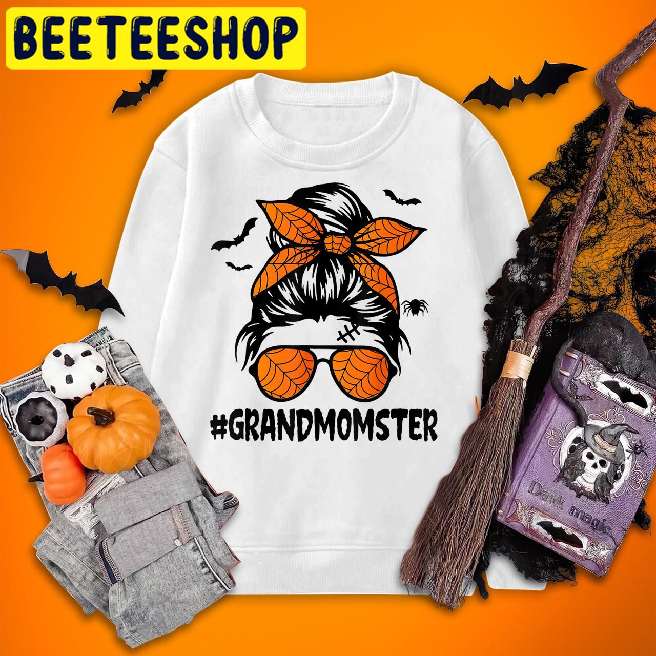 Grandmomster Women Nana Messy Bun Grandma Halloween Trending Unisex T-Shirt Grandmomster Women Nana Messy Bun Grandma Halloween Trending Unisex T-Shirt