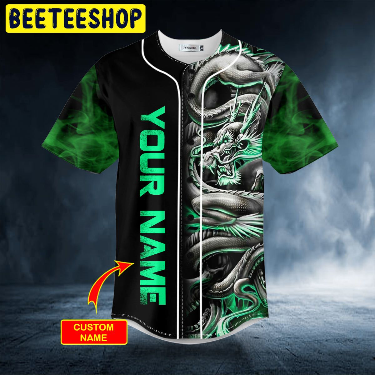 Green Dragon Skull Custom Trending Baseball Jersey Green Dragon Skull Custom Trending Baseball Jersey