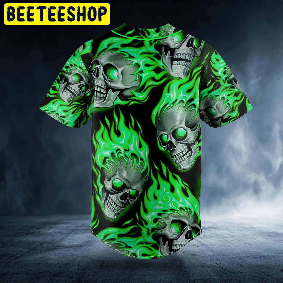 Green Ghost Skull Custom Trending Baseball Jersey Green Ghost Skull Custom Trending Baseball Jersey