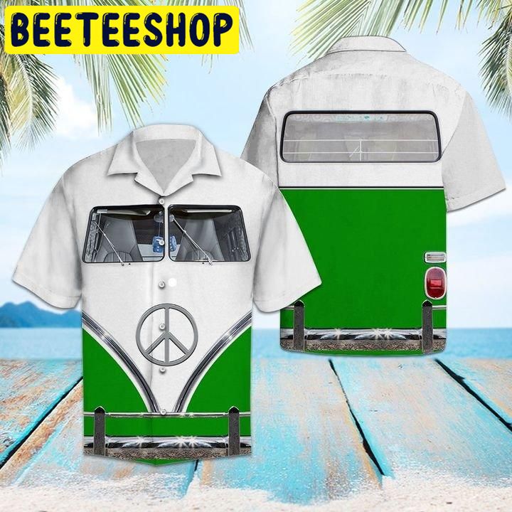 Green Hippie Bus Hawaiian Shirt Green Hippie Bus Hawaiian Shirt