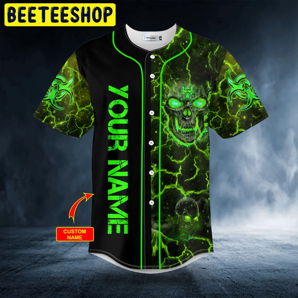 Green Lava Skull Custom Trending Baseball Jersey Green Lava Skull Custom Trending Baseball Jersey