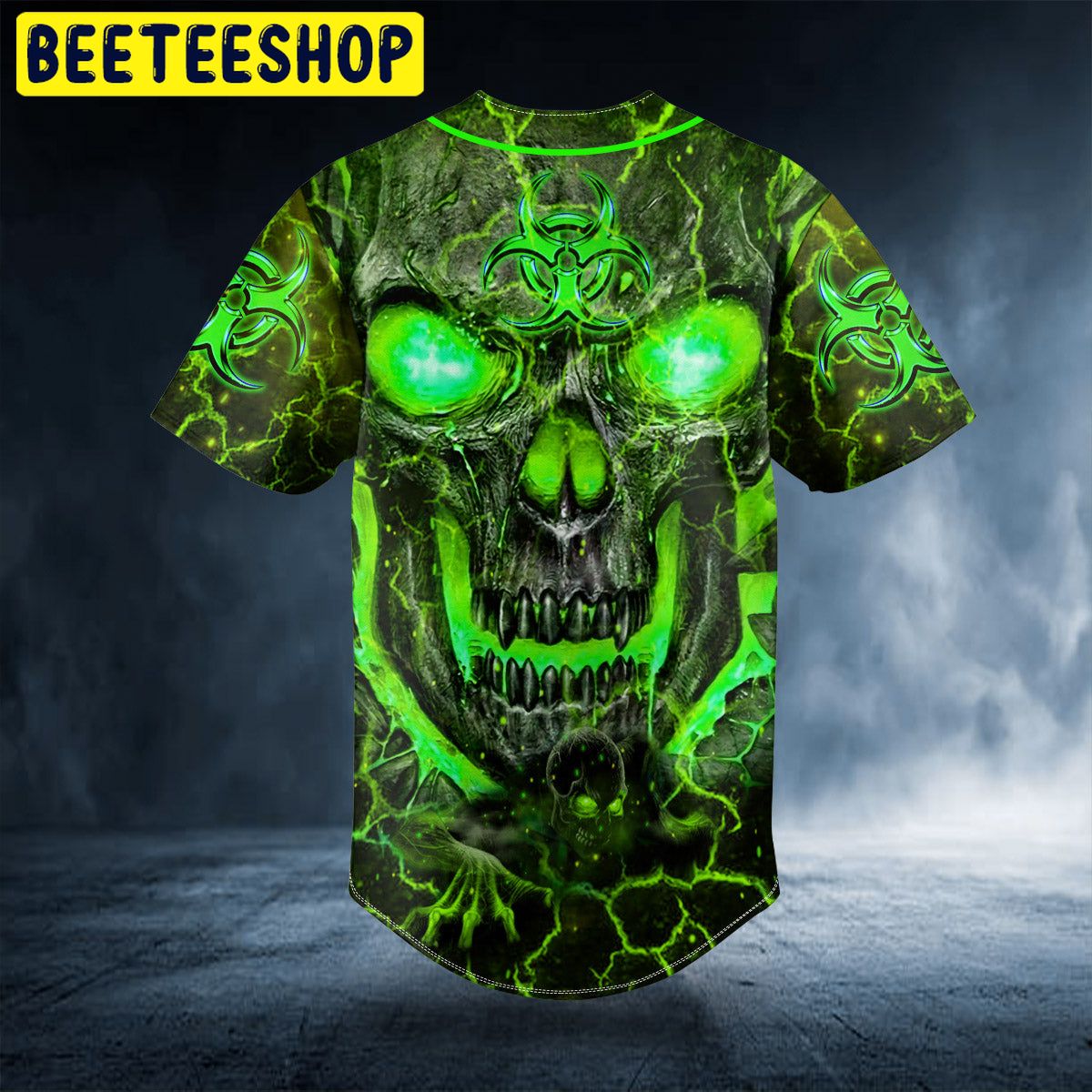 Green Lava Skull Custom Trending Baseball Jersey Green Lava Skull Custom Trending Baseball Jersey