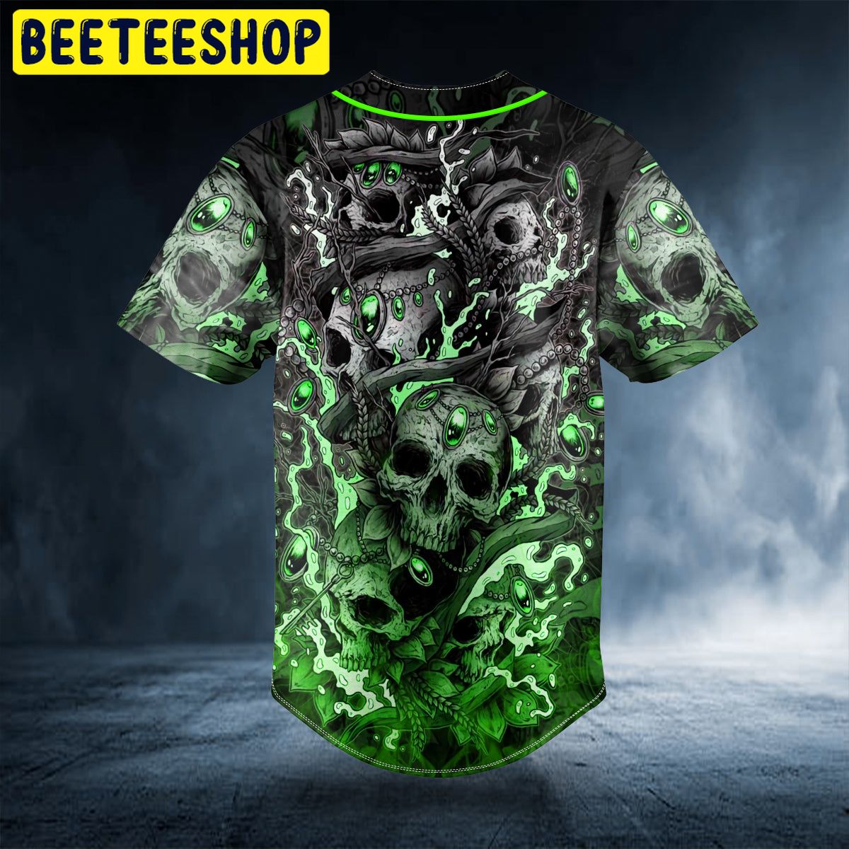 Green Neon Trap Skull Custom Trending Baseball Jersey Green Neon Trap Skull Custom Trending Baseball Jersey