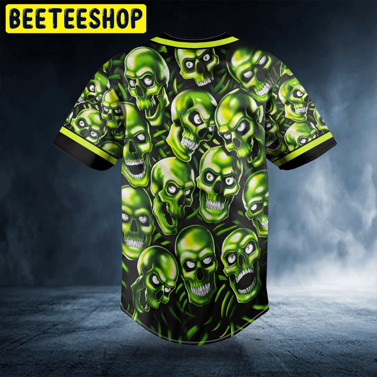 Green Pile Skull Trending Baseball Jersey Green Pile Skull Trending Baseball Jersey