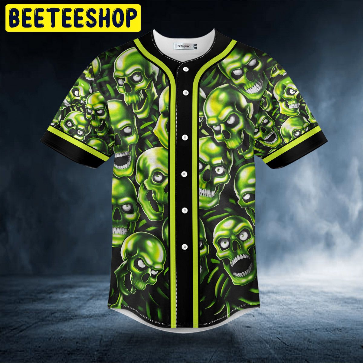 Green Pile Skull Trending Baseball Jersey Green Pile Skull Trending Baseball Jersey
