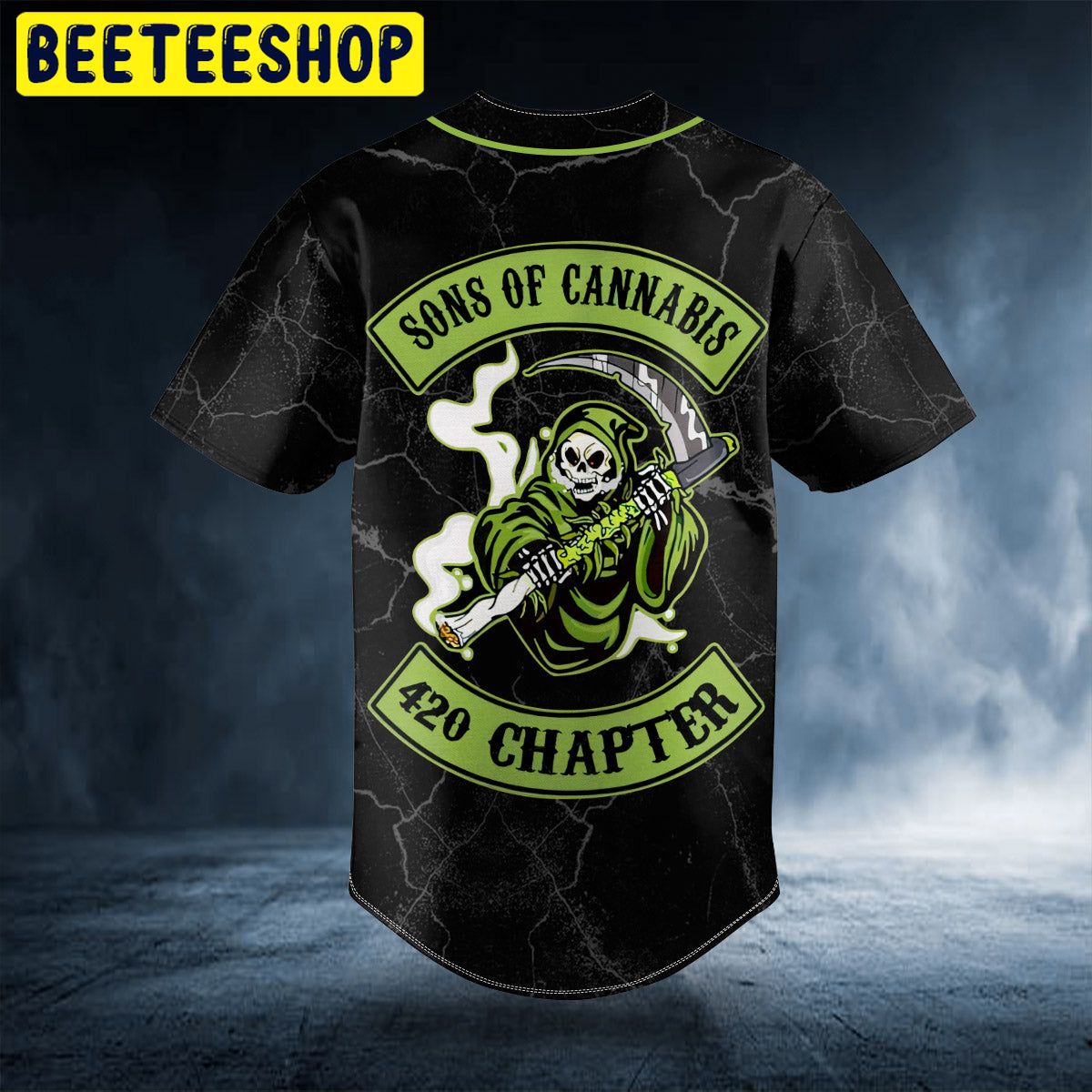 Green Son of Anarchy Grim Reaper Custom Trending Baseball Jersey Green Son of Anarchy Grim Reaper Custom Trending Baseball Jersey
