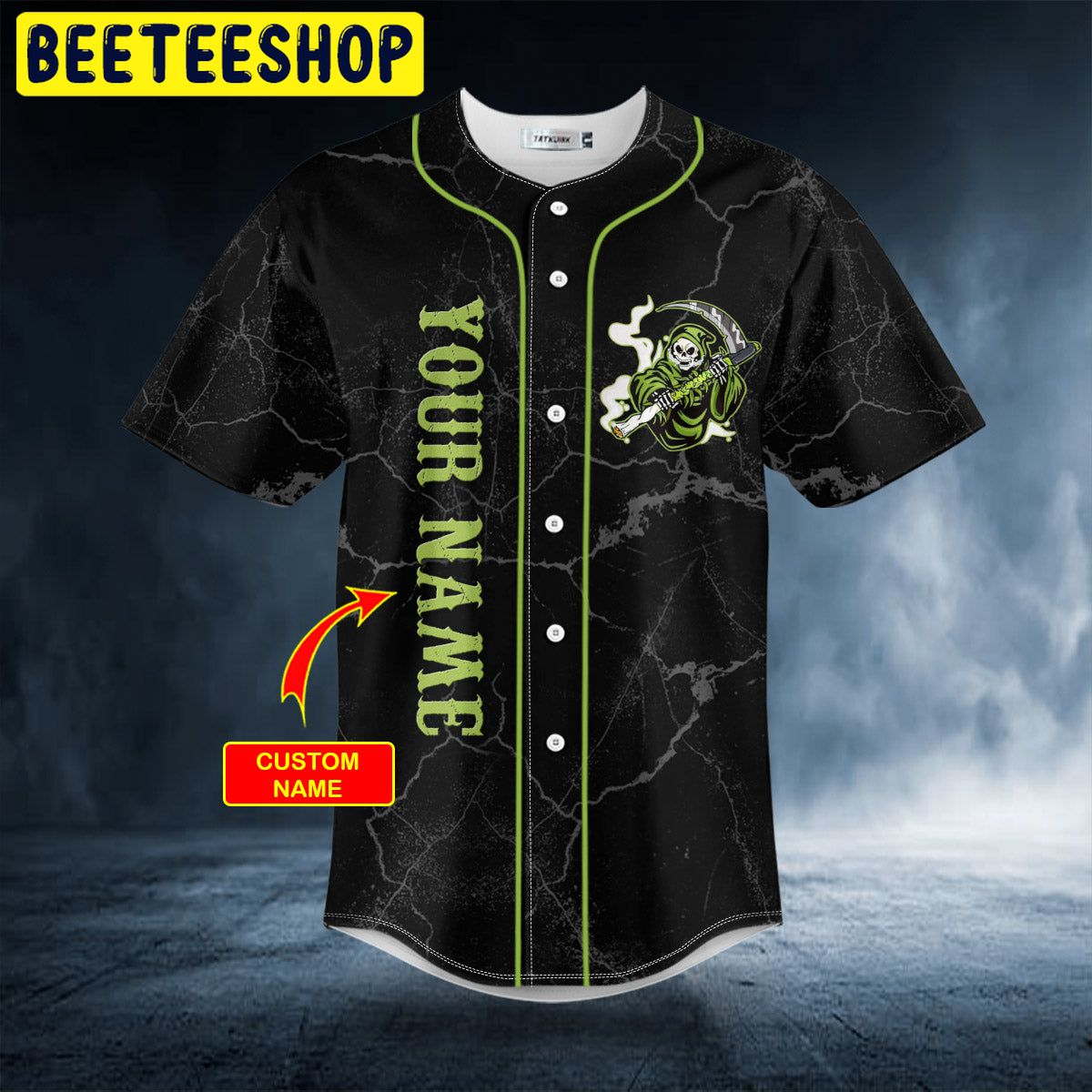 Green Son of Anarchy Grim Reaper Custom Trending Baseball Jersey Green Son of Anarchy Grim Reaper Custom Trending Baseball Jersey